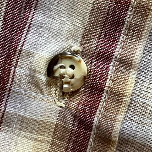 VTG 60s 70s Levi’s Button Shirt Western Plaid Pockets Maroon Red Gray White Tab - Picture 4 of 7